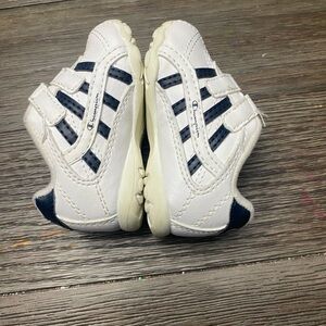 Champion Baby Sneakers White Navy Blue Accents Size 3W w/ Adjustable Straps